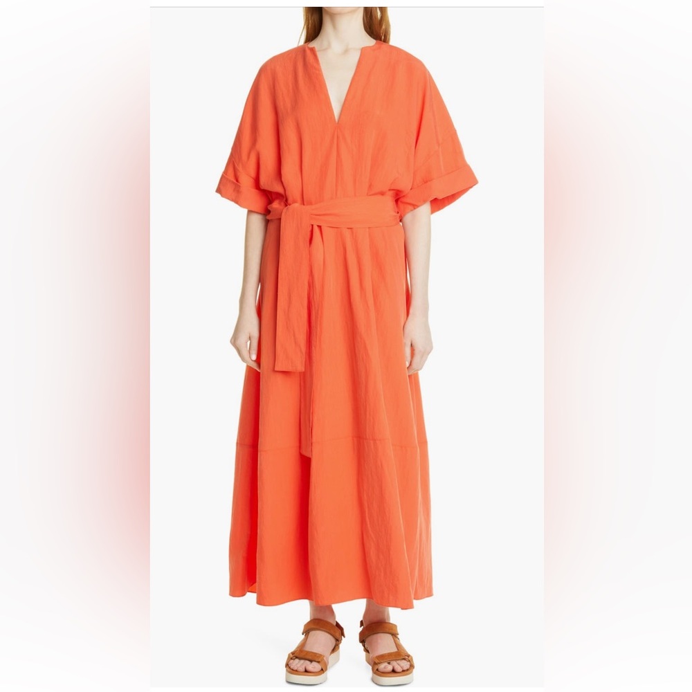 Vince Cuff Sleeve Belted Dress in Burnt Orchid